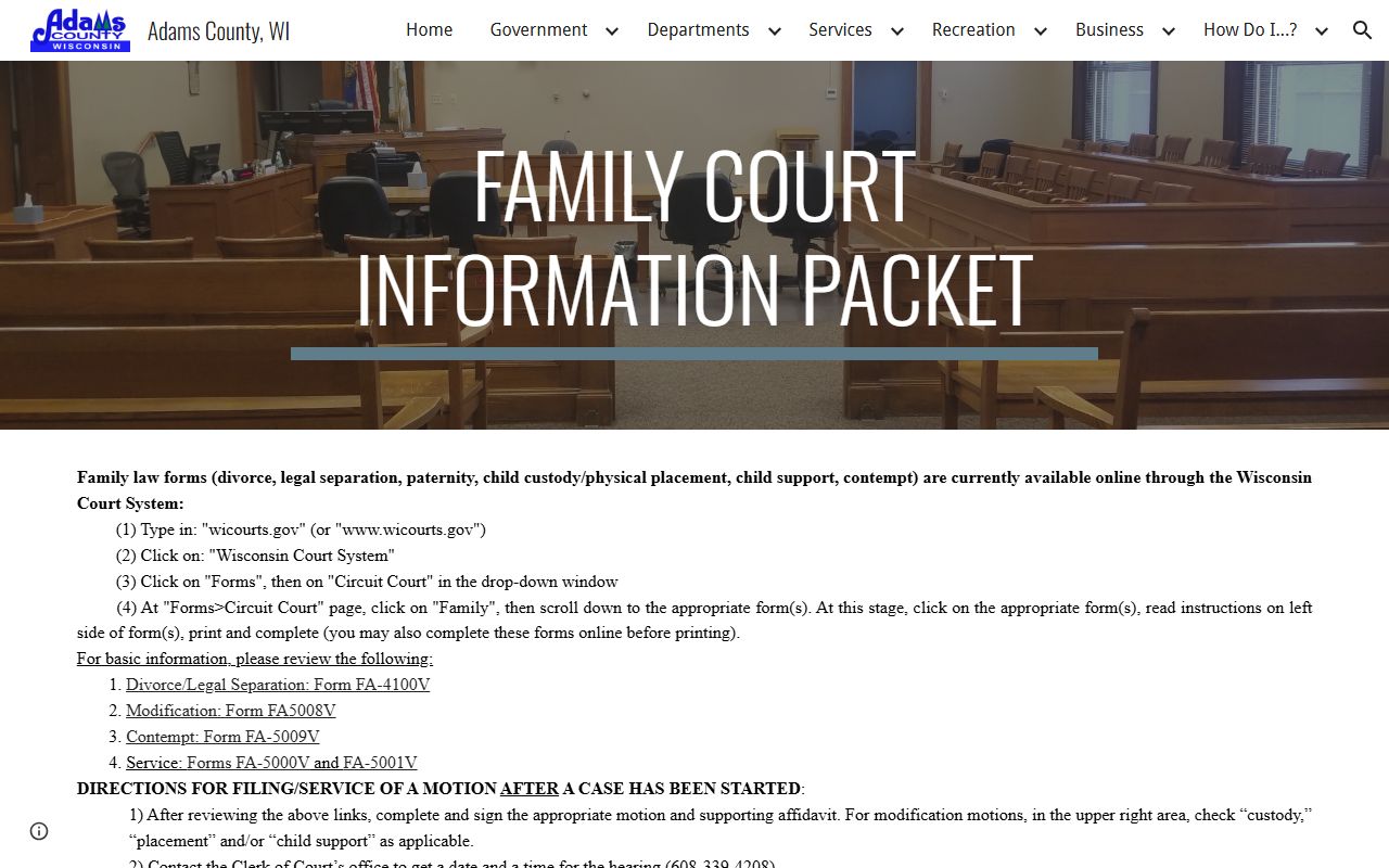 Adams County Family Court Records family court packet
