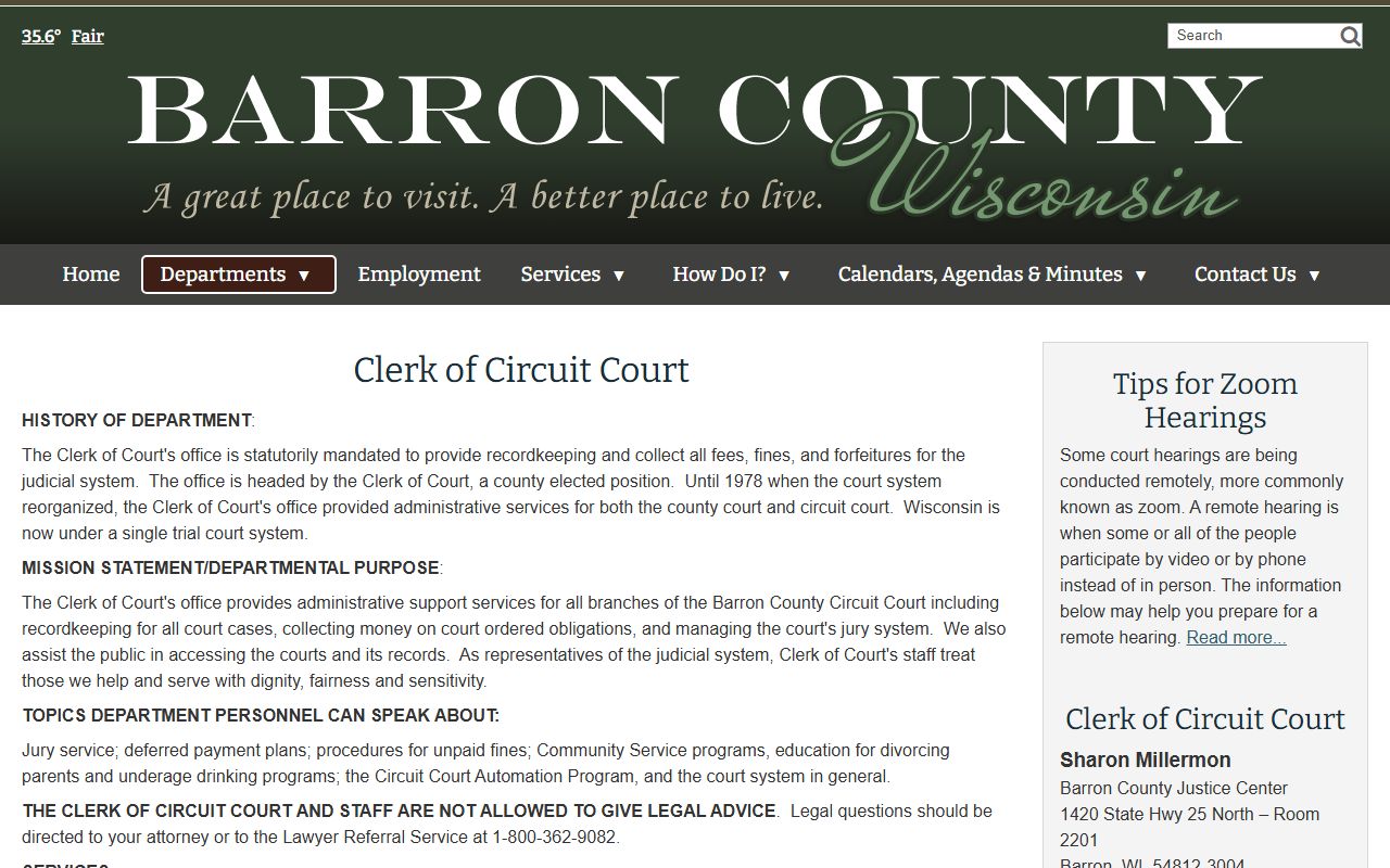 Barron County Family Court Records clerk office