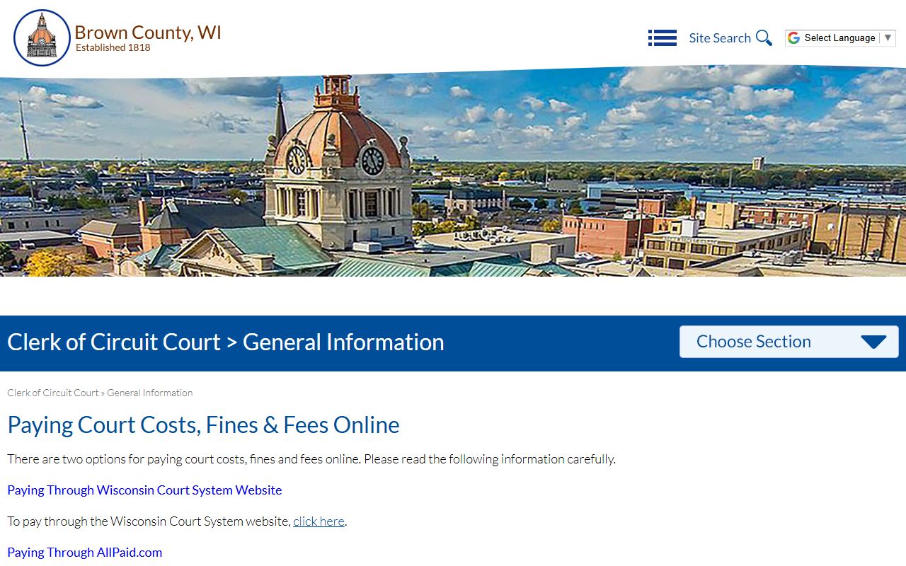 Brown County Family Court Records online payments