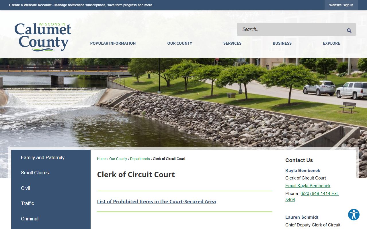 Calumet County Family Court Records clerk of circuit court page