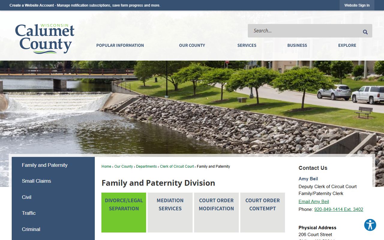 Calumet County Family Court Records family and paternity page