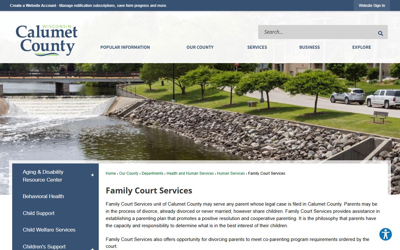 Calumet County Family Court Records family court services page