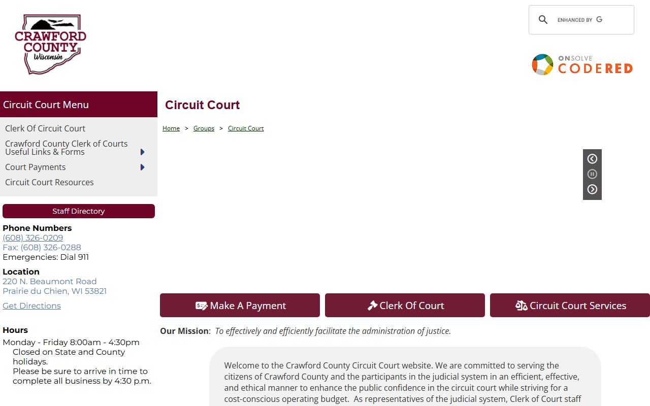 Crawford County Family Court Records circuit court page
