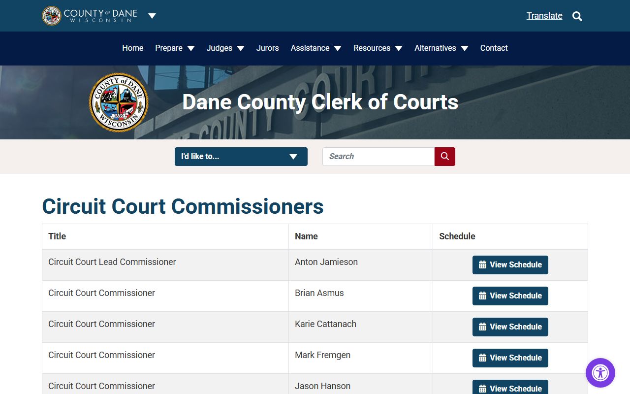 Dane County Family Court Records circuit court page