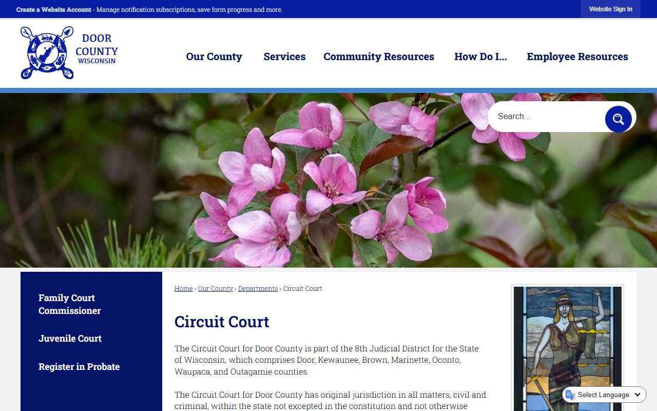 Door County Family Court Records circuit court page