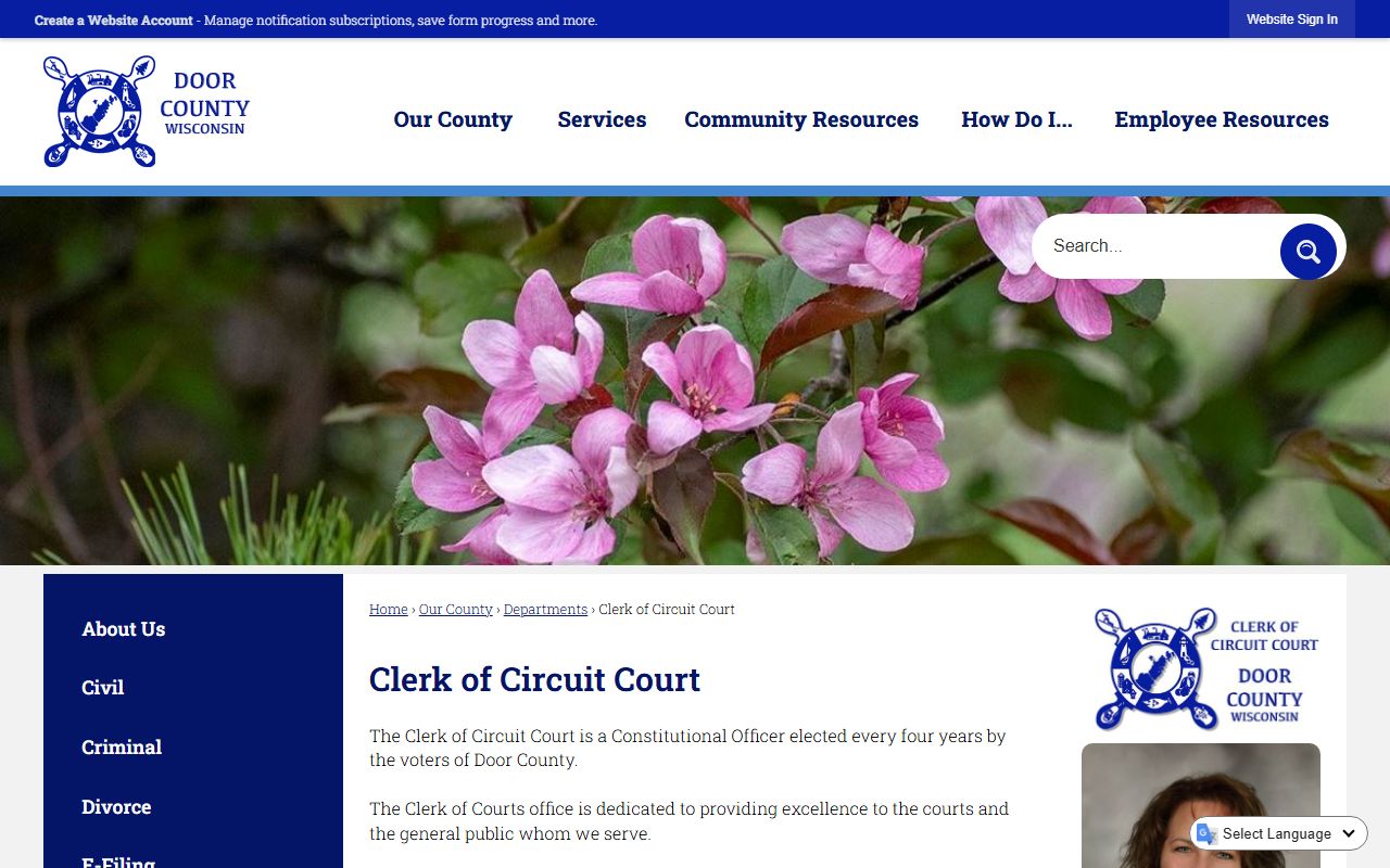 Door County Family Court Records clerk office