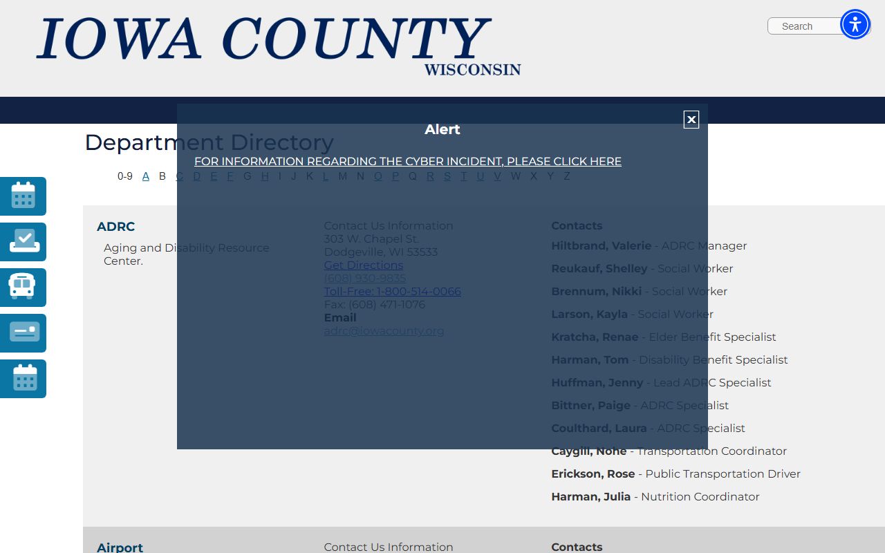 Iowa County Family Court Records clerk page